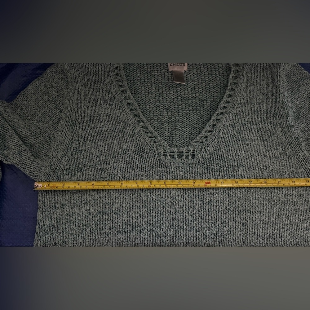 Women's V-Neck Knit Sweater Chico’s Size 3 - Picture 13 of 15